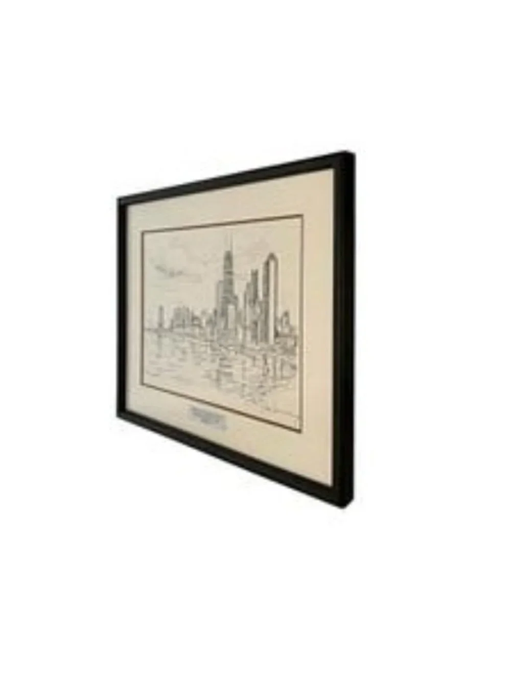 Jack Simmerling Signed Print Framed Architecture Sketch Chicago Skyline